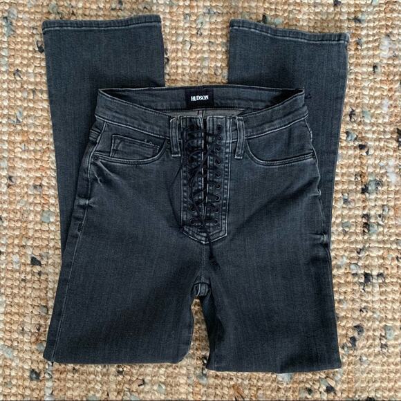 Hudson Black High Rise Bullocks Lace Up Cropped Jeans-24 - Picture 6 of 11